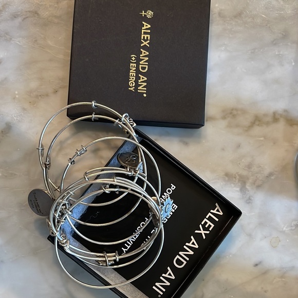 Alex and Ani (+) Energy 7 piece set. (Initial J charm) Great stacking bracelets. - Picture 10 of 12